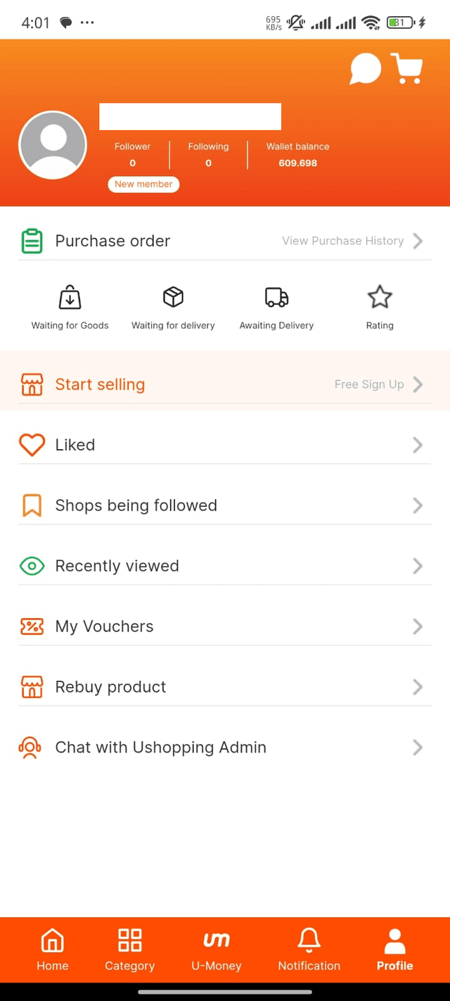 Ushopping Checkout Process